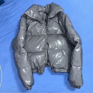 Vinyl Grey Puffer Jacket
